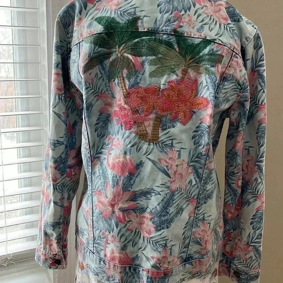 [S]Billy. T Tropical Floral  Embroidered Denim Jacket - Picture 9 of 16